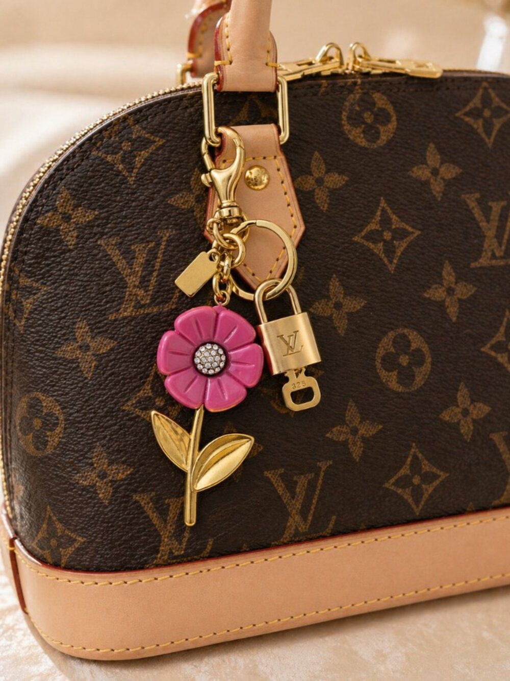 Louis Vuitton Gold Lock 🔑 Authentic LV Padlock + Unbranded Flower Bag Charm